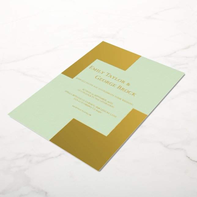 Elegante Gold Silver Luxury Formal Moderne Hochzei Folieneinladung (Gedreht)
