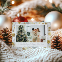 Elegante Gold & Silver Snowflake Ferienkarte Feiertagskarte