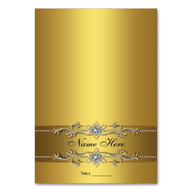 Elegante Gold-Sitzkarte Tischnummer (Vorderseite)