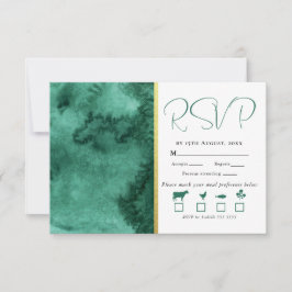 Elegante Gold Smaragdgrün gestrichene Wash Hochzei RSVP Karte