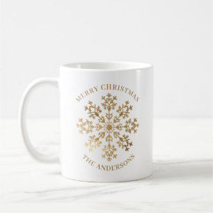 Elegante Gold Snowflake Name Weihnachten Kaffeetasse