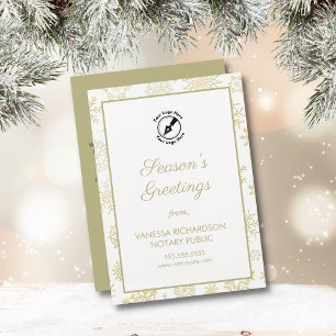 Elegante Gold Snowflakes Business Logo Notar Postkarte