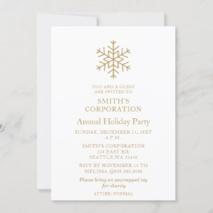 Elegante Gold Snowflakes Corporate Holiday Party Einladung