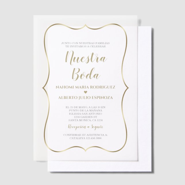 Elegante Gold Spanish Nuestra Boda Wedding (Versetzt)