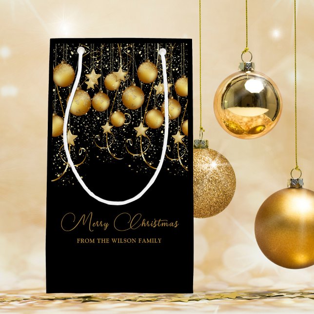 Elegante Gold Sparkle Weihnachts-Party Bauble Kleine Geschenktüte (Von Creator hochgeladen)