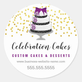Elegante Gold Sprinkles und Cake Classic Round Sti Runder Aufkleber