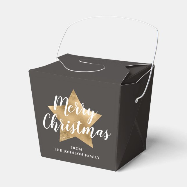 Elegante Gold Star Weihnachten Geschenkschachtel (Vorderseite)