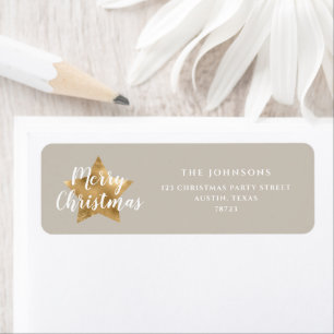 Elegante Gold Star Weihnachts-Rücksendeadresse