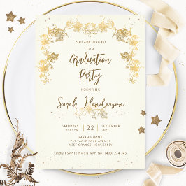 Elegante Gold Starry Night Graduation Party Einladung