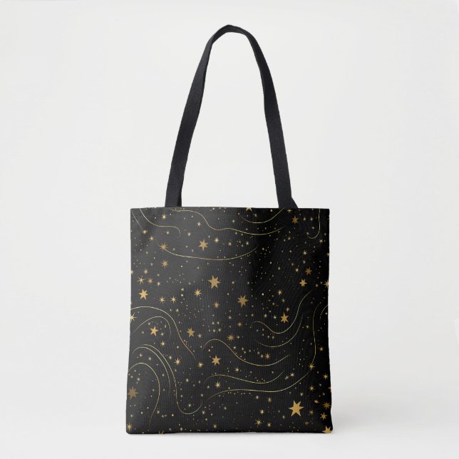Elegante Gold Starry Night Tote Bag Tasche (Vorderseite)