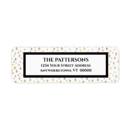 Elegante Gold Stars Black Border Rücksendeadresse