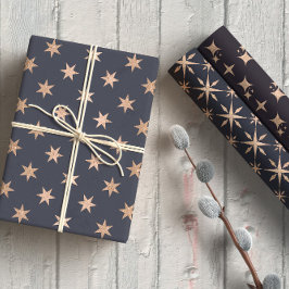 Elegante Gold Stars Lila Geschenkpapier Set