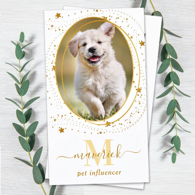 Elegante Gold Stars Social Media Foto Monogram Visitenkarte (Von Creator hochgeladen)