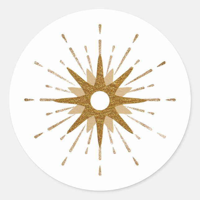 Elegante Gold-Sternexplosion Runder Aufkleber (Vorderseite)