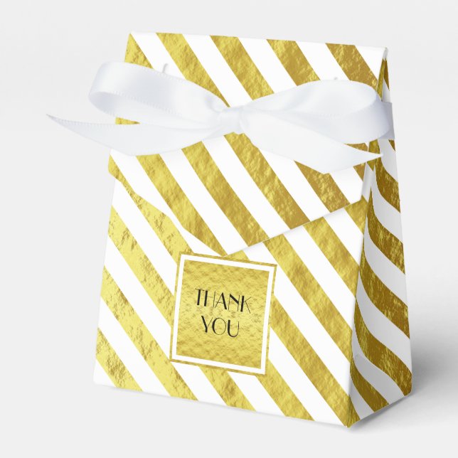 Elegante Gold Streifen Vielen Dank Geschenkschachtel (Vorderseite)