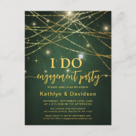 Elegante Gold String Lights Grün I DO Verlobung Einladungspostkarte