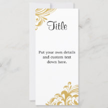 Elegante Gold Swirl 4" x 9" Details Karte
