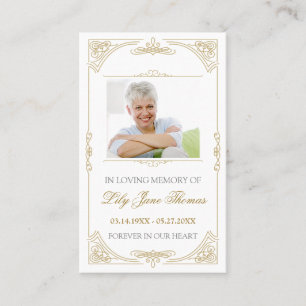 Elegante Gold Swirl Beerdigungskarte Edit Colo Visitenkarte