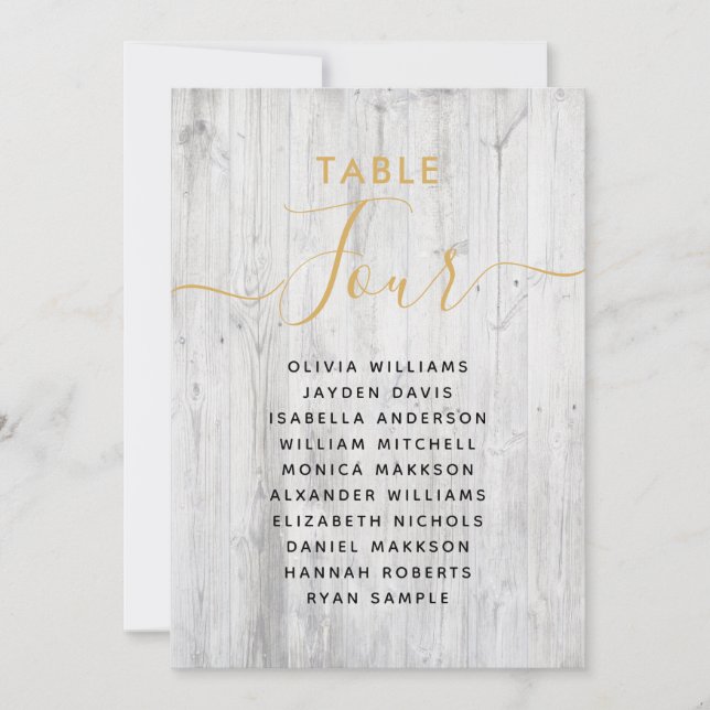 Elegante Gold Table Seating Chart Einladung (Vorderseite)
