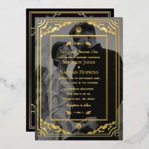 Elegante Gold Tarot Card Hochzeit Foto Einladung