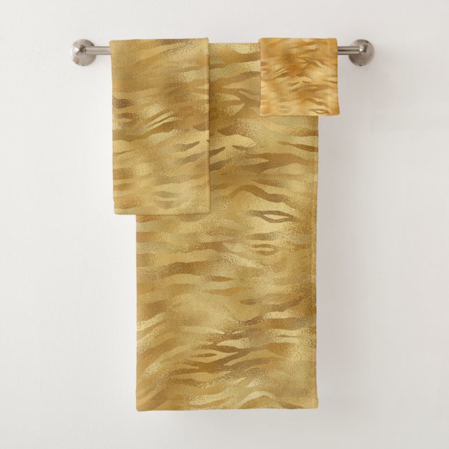 Elegante Gold Tiger Animal Print  Badhandtuch Set (Insitu)