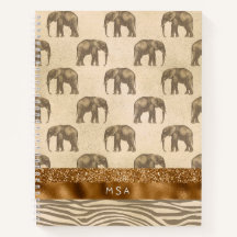 Elegante Gold Tiger Elephant Monogram Initials