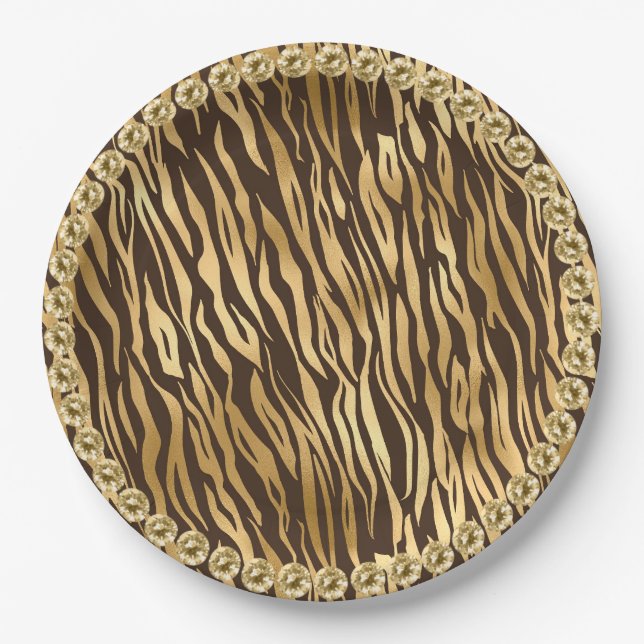 Elegante Gold Tiger Girly Hübsch Pappteller (Vorderseite)