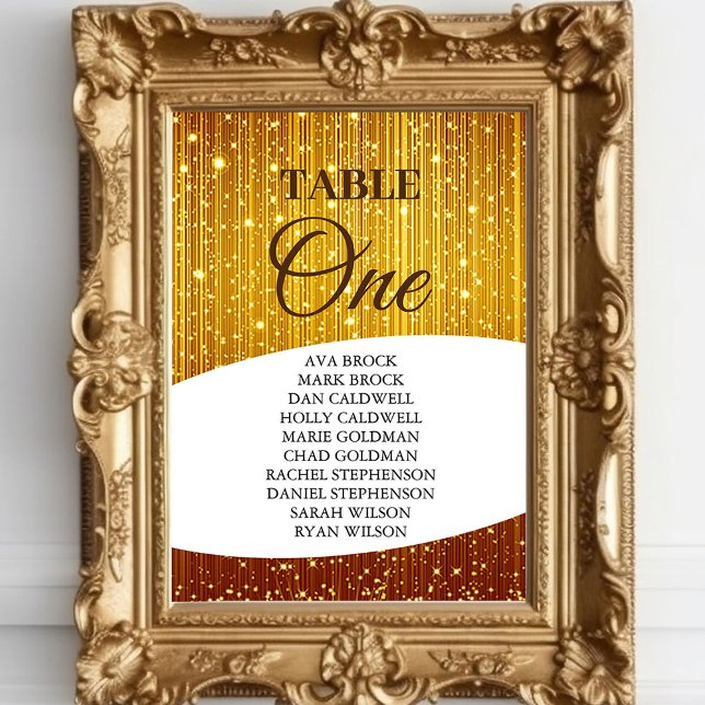 Elegante Gold Tischnummer 1 Seating Chart (Von Creator hochgeladen)