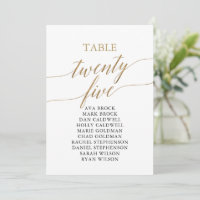 Elegante Gold Tischnummer 25 Seating Chart