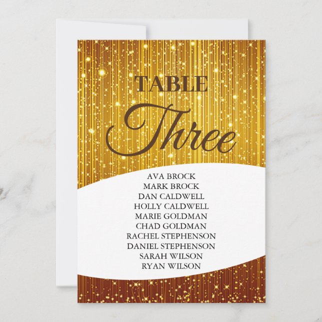 Elegante Gold Tischnummer 3 Drei Sitze (Vorderseite)