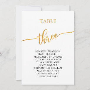 Elegante Gold Tischnummer 3 Sitzkarte