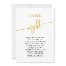 Elegante Gold Tischnummer 8 Seating Chart