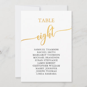 Elegante Gold Tischnummer 8 Seating Chart