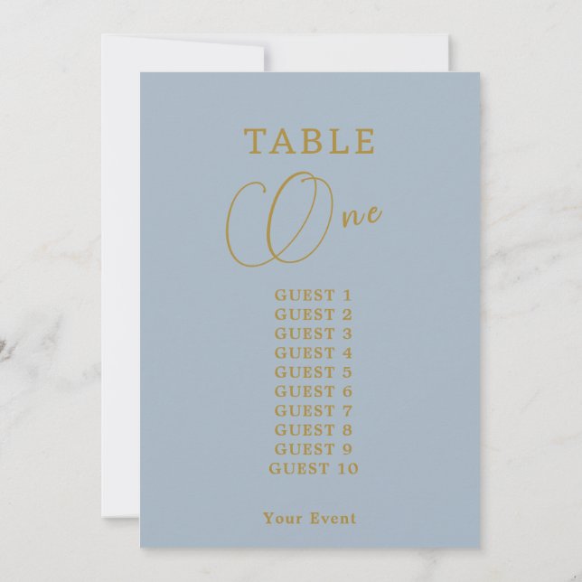Elegante Gold Tischnummer Seating Chart (Rückseite)