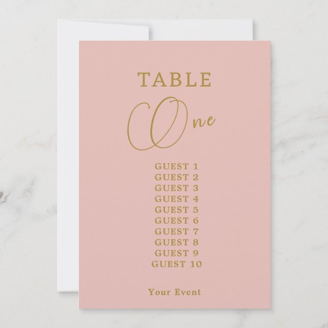 Elegante Gold Tischnummer Seating Chart (Rückseite)