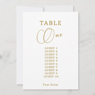Elegante Gold Tischnummer Seating Chart