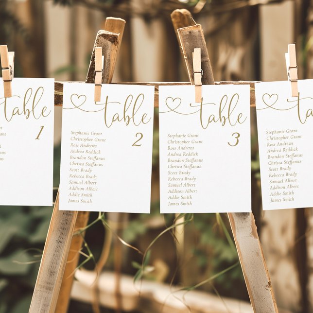 Elegante Gold Tischnummer Seating Chart Cards (Von Creator hochgeladen)