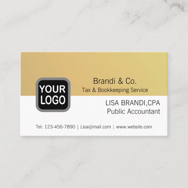 Elegante Gold Tone Logo-Vorlage  Visitenkarte (Vorderseite)