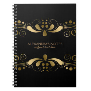 Elegante Gold Tones floraler Rahmen Notizblock