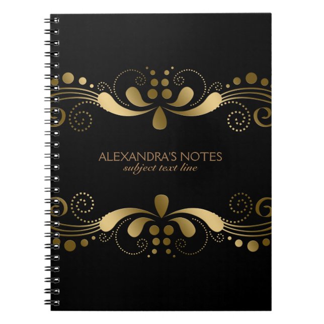 Elegante Gold Tones floraler Rahmen Notizblock (Vorderseite)