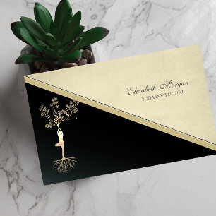 Elegante Gold Tree Silhouette, Yoga Visitenkarte