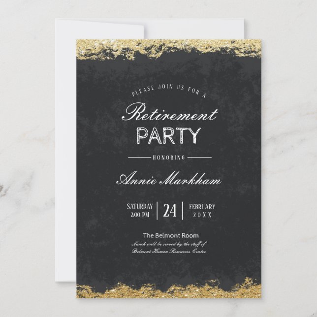 Elegante Gold Trim Velvet Pension Luncheon Einladung (Vorderseite)