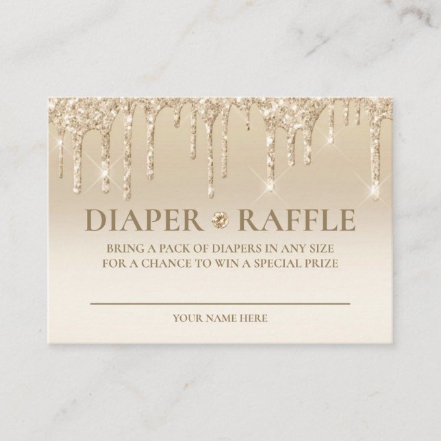 Elegante Gold Tropfen Babydusche Windelwaschkarte Begleitkarte (Vorderseite)