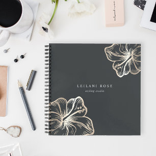 Elegante Gold Tropical Hibiskus Blume Notizbuch