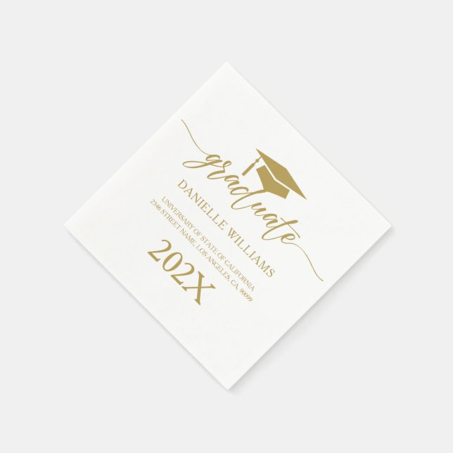 Elegante Gold Typografie auf weißem Hintergrund Serviette (Ecke)