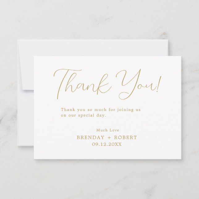 Elegante Gold Typografie auf White Dankeschön Kart Dankeskarte (Vorderseite)