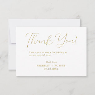 Elegante Gold Typografie auf White Dankeschön Kart Dankeskarte