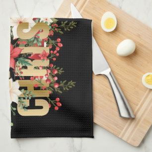 Elegante Gold Typografie Frohe Weihnachten Geschirrtuch