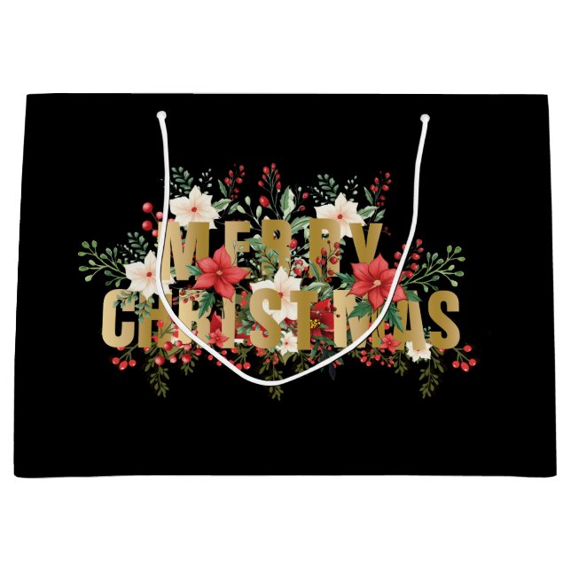 Elegante Gold Typografie Frohe Weihnachten Große Geschenktüte (Vorderseite)