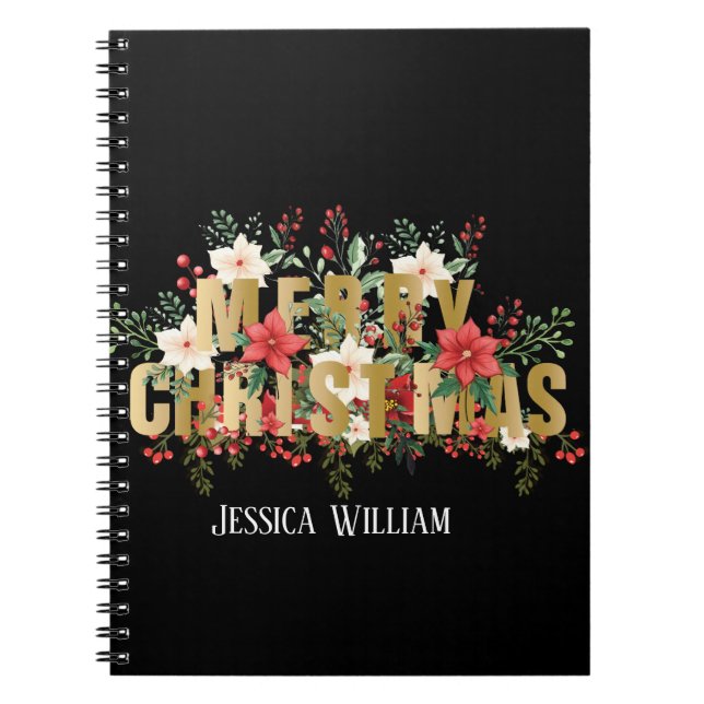 Elegante Gold Typografie Frohe Weihnachten Notizblock (Vorderseite)